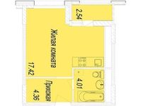 Планировка 1-комнатной квартиры, 27 м2