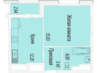 Планировка 1-комнатной квартиры, 37,2 м2