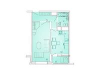 Планировка 1-комнатной квартиры, 40,7 м2