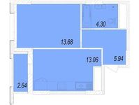 Планировка 1-комнатной квартиры, 38,3 м2