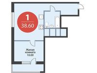 Планировка 1-комнатной квартиры, 38,6 м2