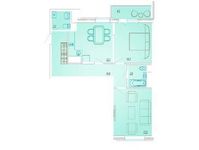 Планировка 2-комнатной квартиры, 68,4 м2