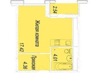Планировка 1-комнатной квартиры, 27 м2