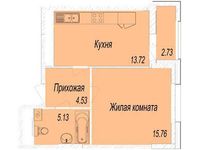 Планировка 1-комнатной квартиры, 40,4 м2