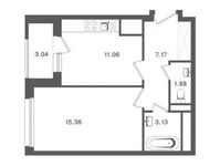 Планировка 1-комнатной квартиры, 40,1 м2
