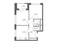 Планировка 2-комнатной квартиры, 44,3 м2