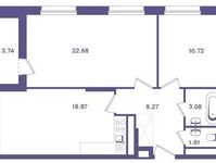 Планировка 2-комнатной квартиры, 67,1 м2