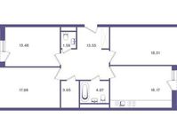 Планировка 3-комнатной квартиры, 91,6 м2