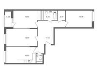 Планировка 3-комнатной квартиры, 92,9 м2