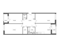 Планировка 3-комнатной квартиры, 91 м2