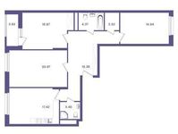 Планировка 3-комнатной квартиры, 101,7 м2