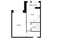 Планировка 1-комнатной квартиры, 43,17 м2