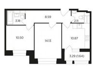 Планировка 2-комнатной квартиры, 51,02 м2