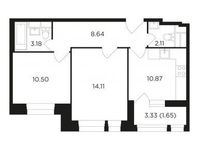 Планировка 2-комнатной квартиры, 51,06 м2