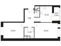 Планировка 2-комнатной квартиры, 56,24 м2