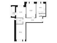 Планировка 3-комнатной квартиры, 79,43 м2