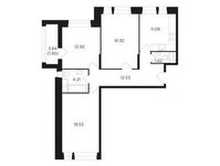 Планировка 3-комнатной квартиры, 79,7 м2