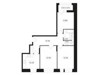 Планировка 3-комнатной квартиры, 75,63 м2