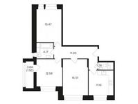 Планировка 3-комнатной квартиры, 74,29 м2