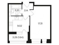 Планировка 1-комнатной квартиры, 34,31 м2