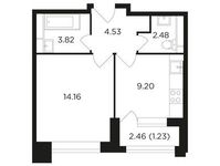 Планировка 1-комнатной квартиры, 35,42 м2