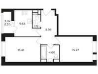 Планировка 2-комнатной квартиры, 57,23 м2