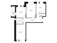 Планировка 3-комнатной квартиры, 79,75 м2