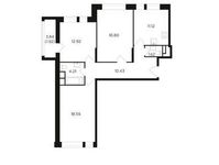 Планировка 3-комнатной квартиры, 79,57 м2