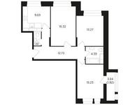 Планировка 3-комнатной квартиры, 75,16 м2