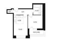 Планировка 2-комнатной квартиры, 40,75 м2