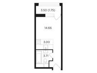 Планировка 1-комнатной квартиры, 23,12 м2