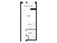Планировка 1-комнатной квартиры, 23,41 м2