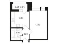 Планировка 1-комнатной квартиры, 36,96 м2