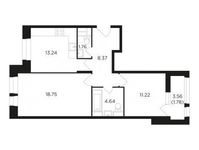 Планировка 2-комнатной квартиры, 59,76 м2