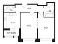 Планировка 2-комнатной квартиры, 61,06 м2