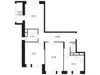 Планировка 3-комнатной квартиры, 75,06 м2