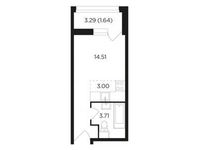 Планировка квартиры студии, 22,86 м2