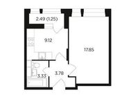 Планировка 1-комнатной квартиры, 35,33 м2