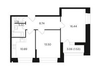 Планировка 2-комнатной квартиры, 55,7 м2