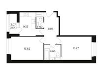 Планировка 2-комнатной квартиры, 57,06 м2