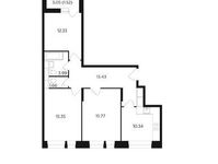 Планировка 3-комнатной квартиры, 74,39 м2