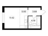 Планировка квартиры студии, 25,22 м2