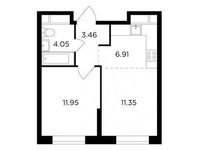 Планировка 2-комнатной квартиры, 37,72 м2