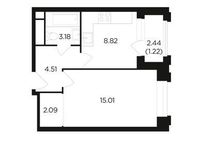 Планировка 1-комнатной квартиры, 34,83 м2