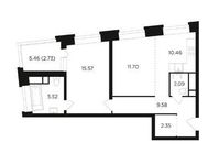 Планировка 2-комнатной квартиры, 60 м2