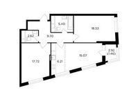 Планировка 3-комнатной квартиры, 76,71 м2