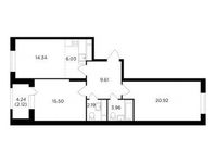 Планировка 3-комнатной квартиры, 74,67 м2