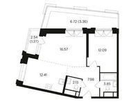 Планировка 2-комнатной квартиры, 59,66 м2