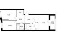 Планировка 3-комнатной квартиры, 80,06 м2