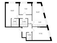 Планировка 4-комнатной квартиры, 94,03 м2